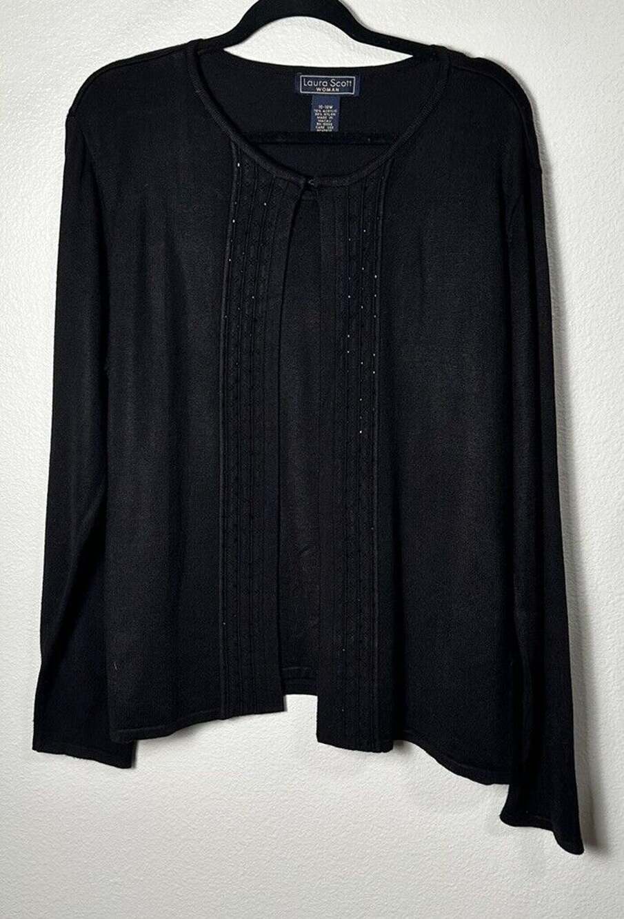 Laura Scott Women’s Black Single Layered Long Sleeve Beaded Sweater 16/18W